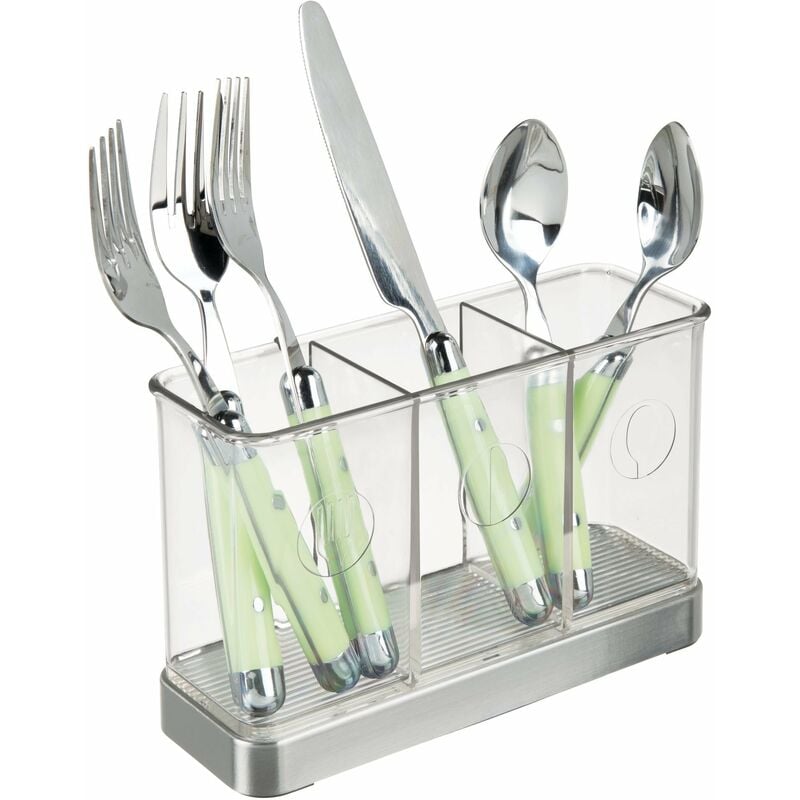 foto del prodotto idesign 67280eu organizzatore posate forma 2, plastica, argento, 19x7x12.5 cm