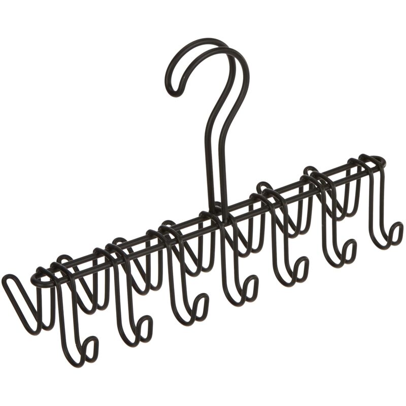 foto del prodotto idesign classico portacravatte, gruccia porta cinture in metallo con 14 ganci ideale per cravatte e cinture, nero opaco