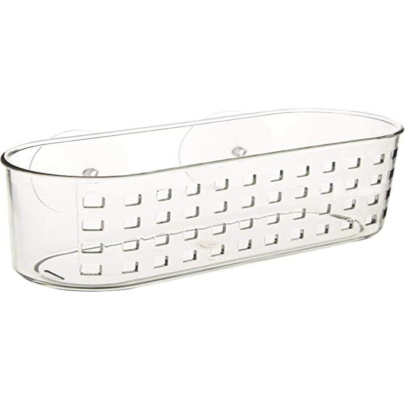 foto del prodotto idesign contenitore da doccia con ventosa, guscio portaoggetti da bagno, realizzato in plastica resistente con tappi a ventosa, non richiede fori,