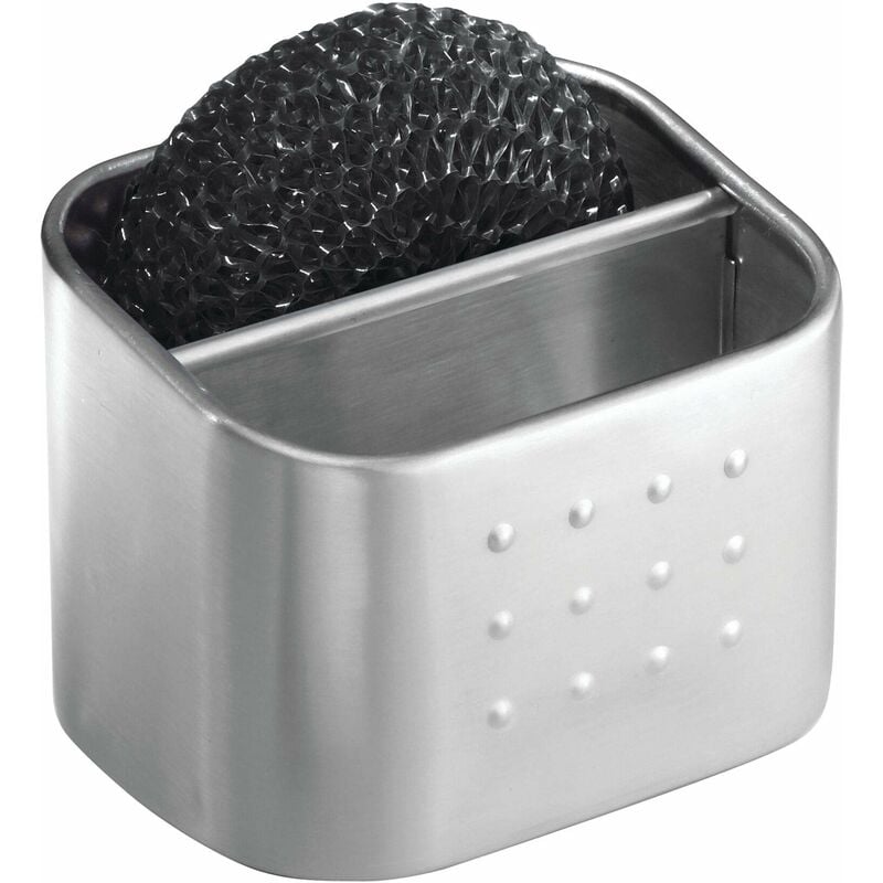 foto del prodotto idesign forma organizer cucina, pratico portaspugne con scomparti in acciaio, argento