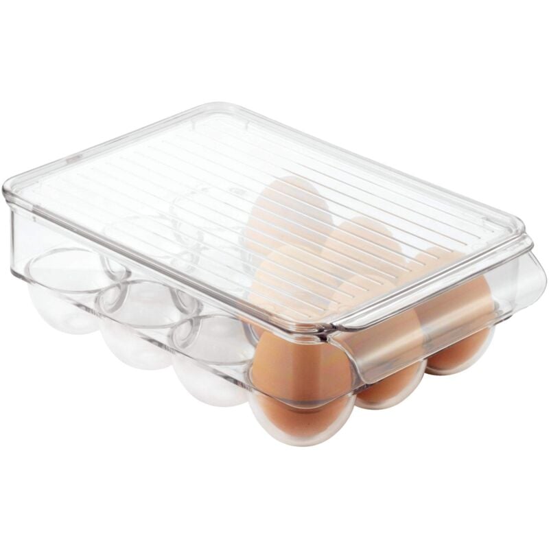 foto del prodotto idesign fridge freeze binz contenitore per uova, piccolo portauova in plastica per 12 uova, trasparente
