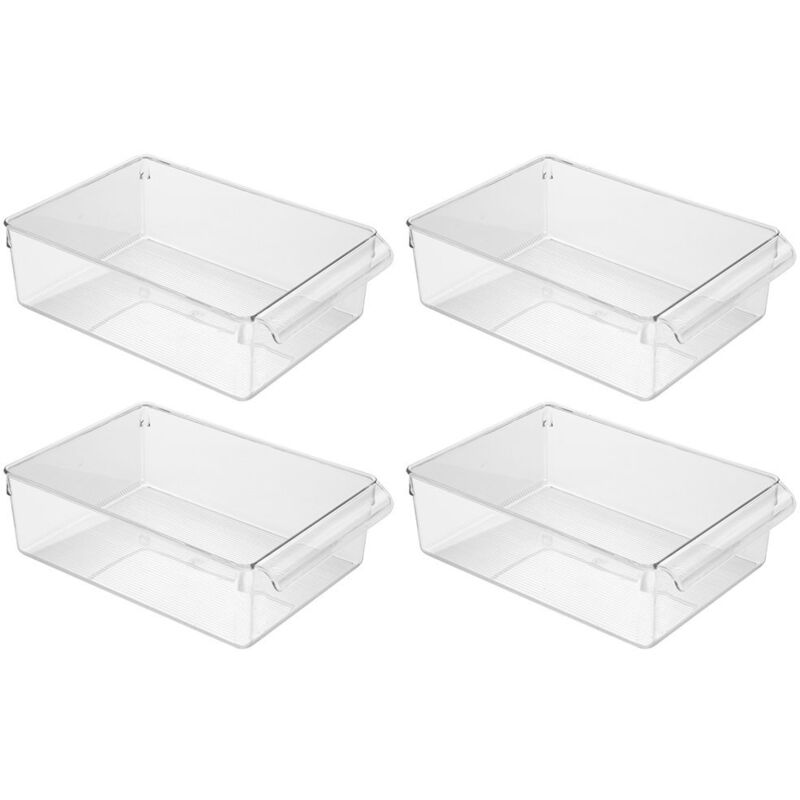 foto del prodotto idesign linus organizer cucina multiuso, grande contenitore cucina in plastica con maniglie, set da 4 box cucina, trasparente