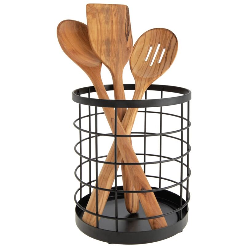 foto del prodotto idesign organizer cucina adatto per utensili e posate, in metallo pratico e funzionale, nero opaco