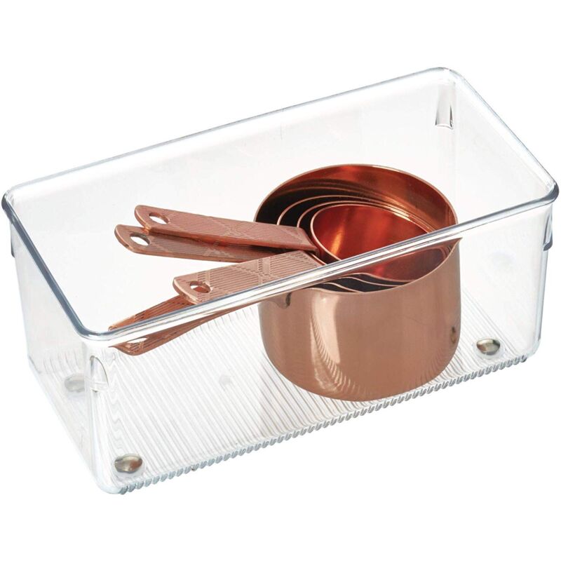 foto del prodotto idesign portaposate cassetto, organizer cassetti in plastica di medie dimensioni, separatori cassetti ideali per posate e altri utensili da cucina,