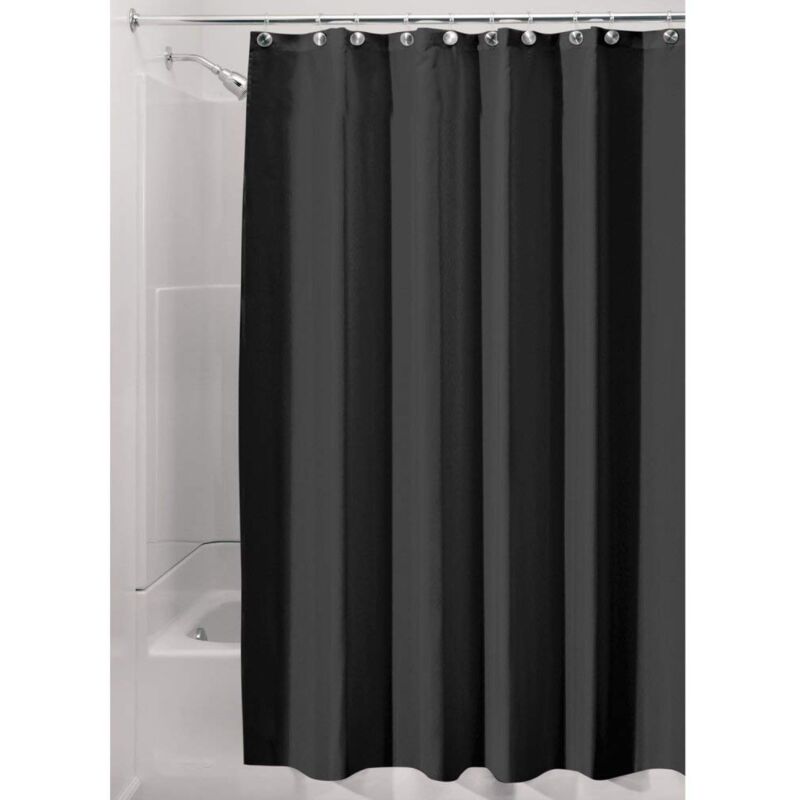 foto del prodotto idesign tenda doccia in poliestere lavabile con orlo rinforzato per vasca da bagno 180,0 cm x 200,0 cm, nero