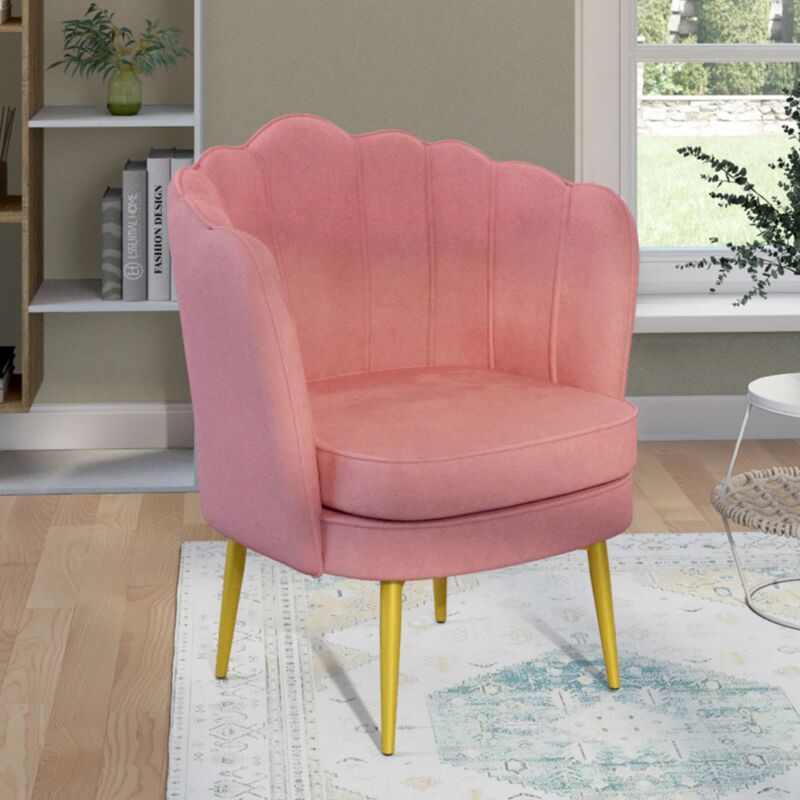 foto del prodotto idmarket adella sill n de concha de terciopelo rosa con patas doradas