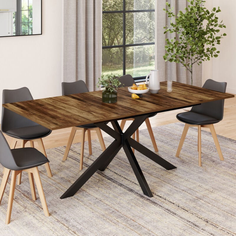 foto del prodotto idmarket alix mesa de comedor extensible hawkins tapa de madera oscura 8 personas 160 cm