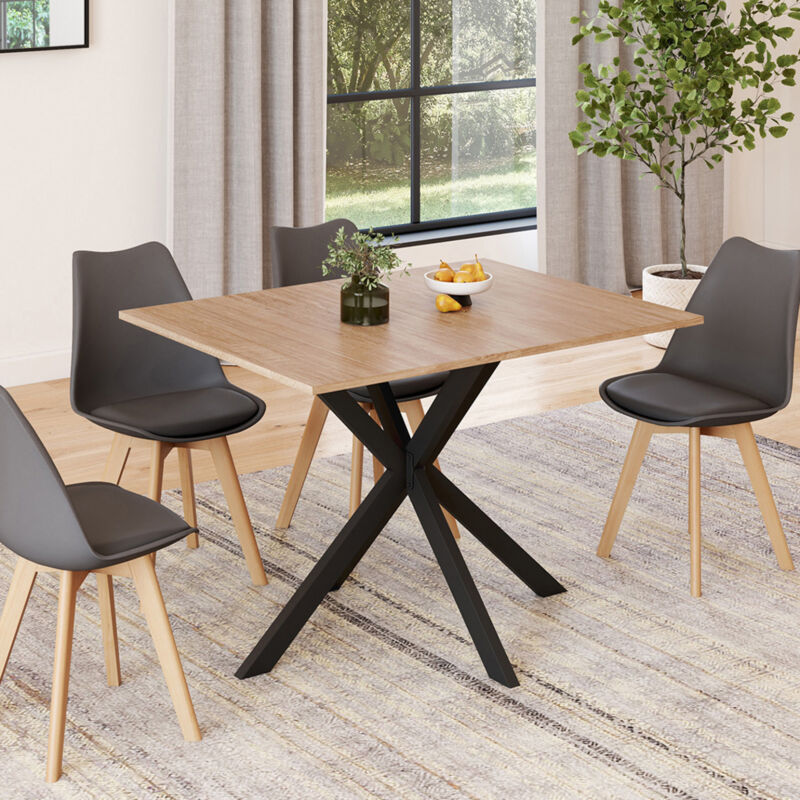 foto del prodotto idmarket alix mesa de comedor para 4 personas con patas de madera y ara a negra 110 cm