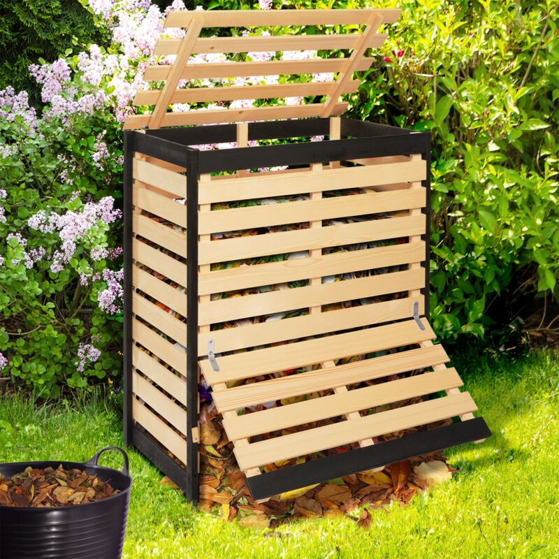 foto del prodotto idmarket compostiera da giardino in legno 360 l