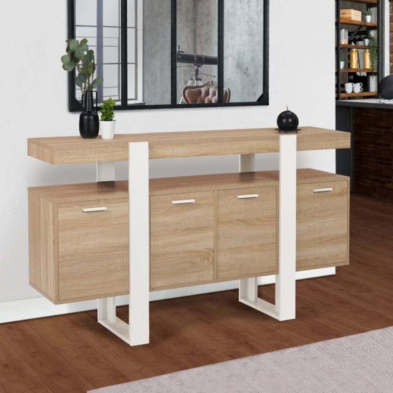 foto del prodotto idmarket credenza phoenix xxl 160 cm a 4 ante in legno e bianco