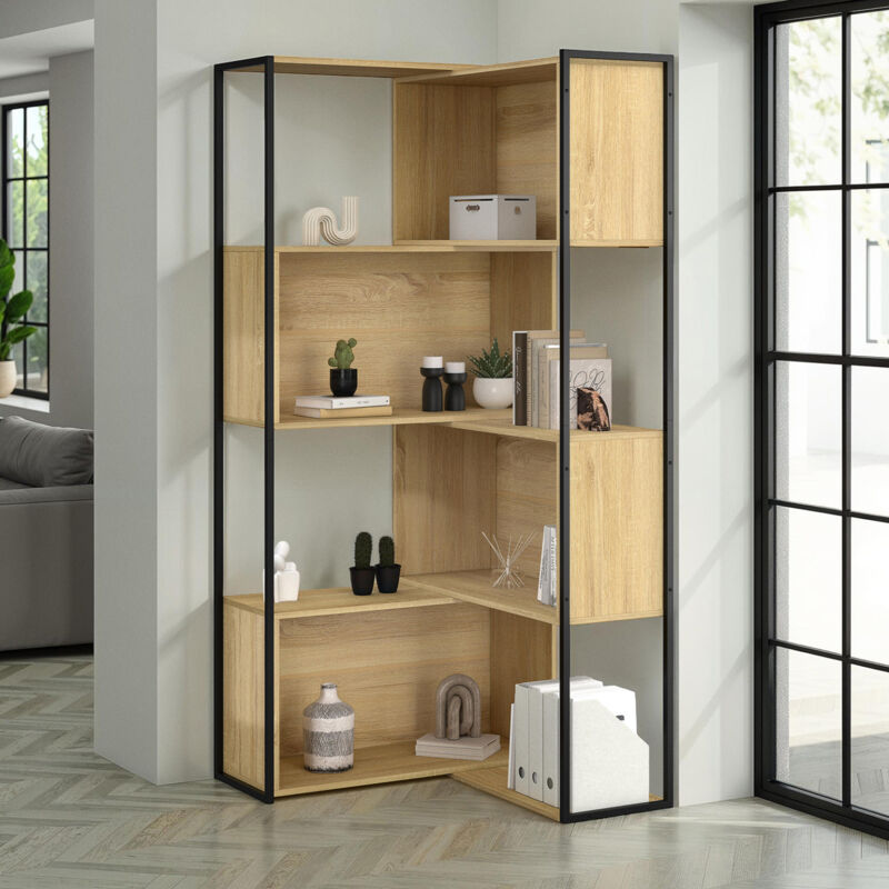 foto del prodotto idmarket detroit libreria modulare di design industriale divisorio angolare estensibile 170 cm