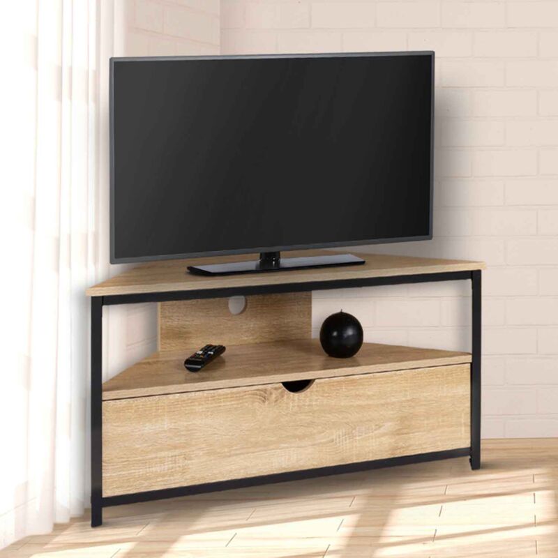 foto del prodotto idmarket detroit mobile tv angolare da 100 cm con armadio dal design industriale