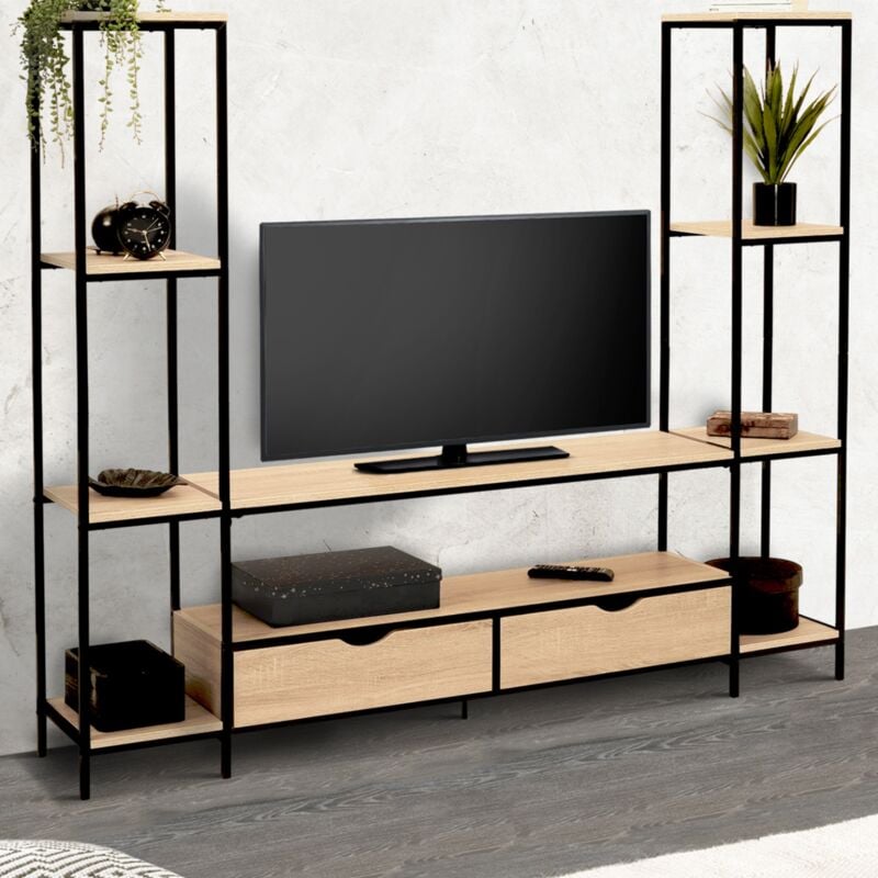 foto del prodotto idmarket detroit mobile tv da 164 cm con ripiani dal design industriale