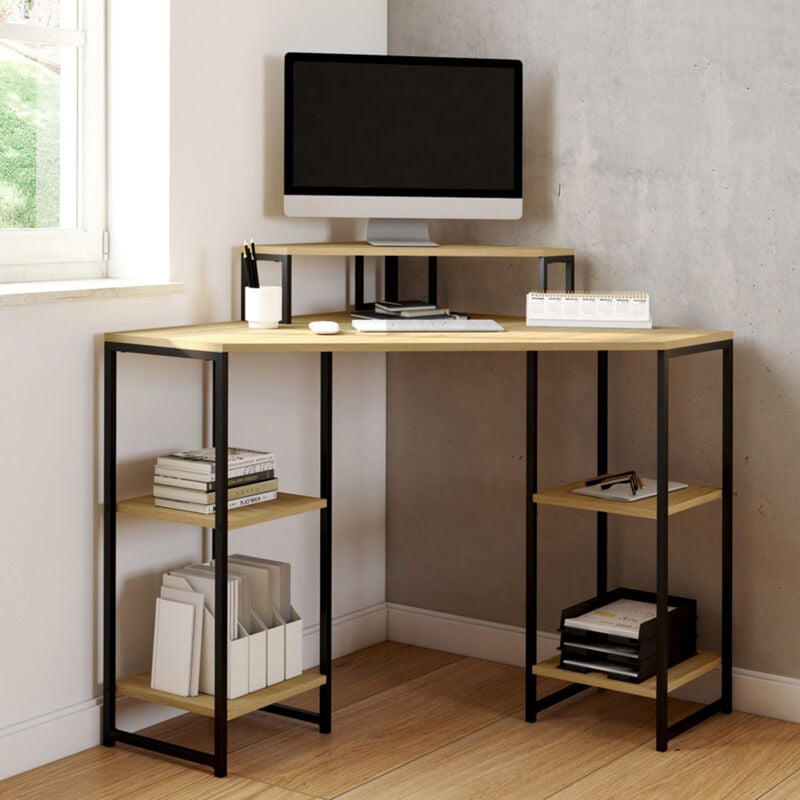 foto del prodotto idmarket detroit scrivania angolare salvaspazio per computer con spazio di archiviazione