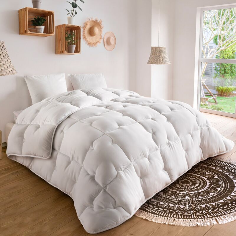 foto del prodotto idmarket ellie piumone bianco in microfibra 220x240 cm 700 gr 2 cuscini