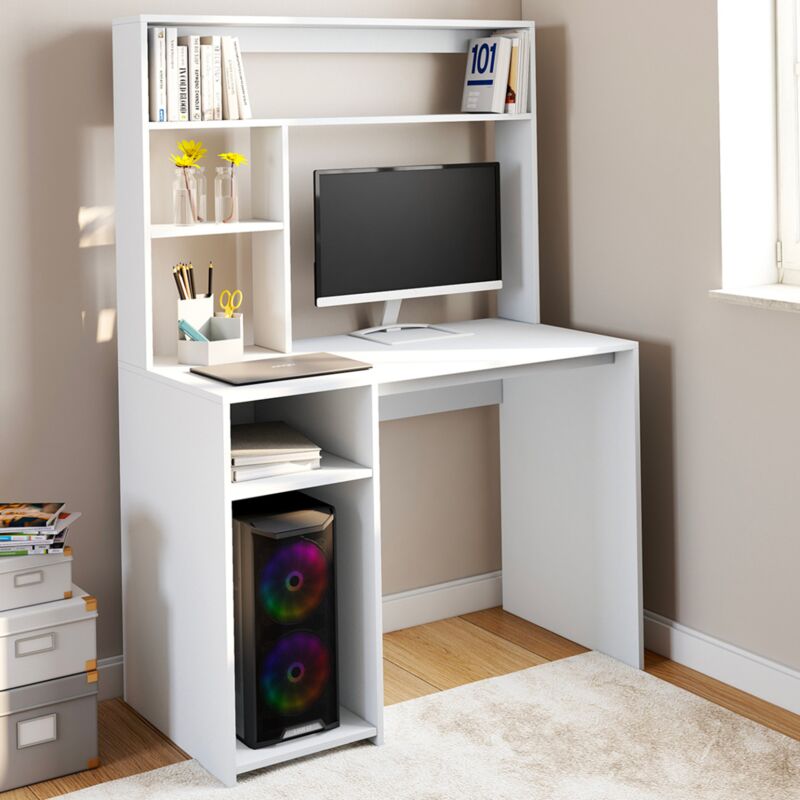 foto del prodotto idmarket escritorio blanco dan con estantes