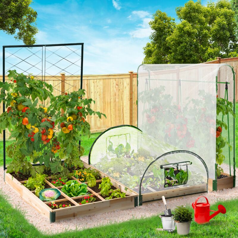 foto del prodotto idmarket kit completo di 3 contenitori modulari, aiuole per orto e serra per pomodori traliccio copertura
