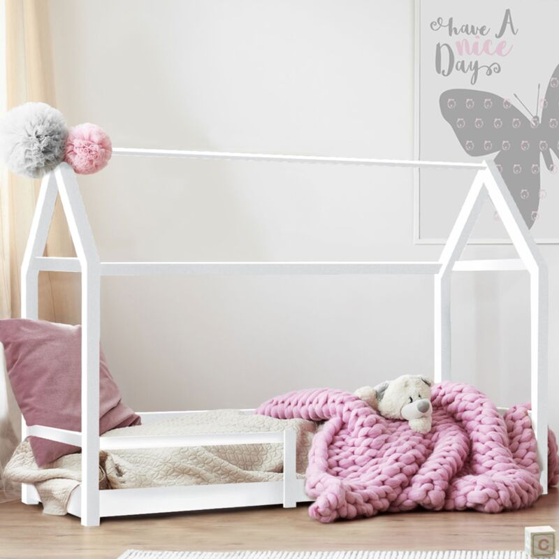 foto del prodotto idmarket letto a capanna per bambini nessi 90 x 190 cm, bianco, con rete a doghe e sponde