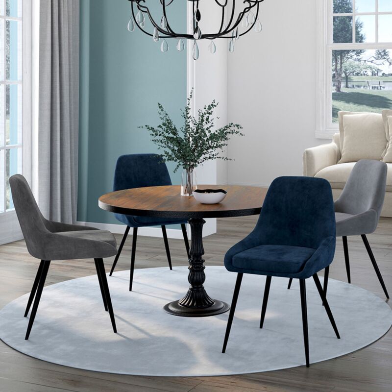 foto del prodotto idmarket lote de 4 sillas thalya de terciopelo multicolor, azul x2, gris claro, gris oscuro con medio reposabrazos