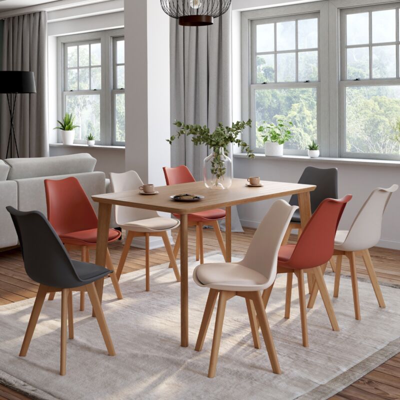 foto del prodotto idmarket lote de 8 sillas escandinavas sara mezcla de colores gris oscuro x2, terracota x3, beige x3