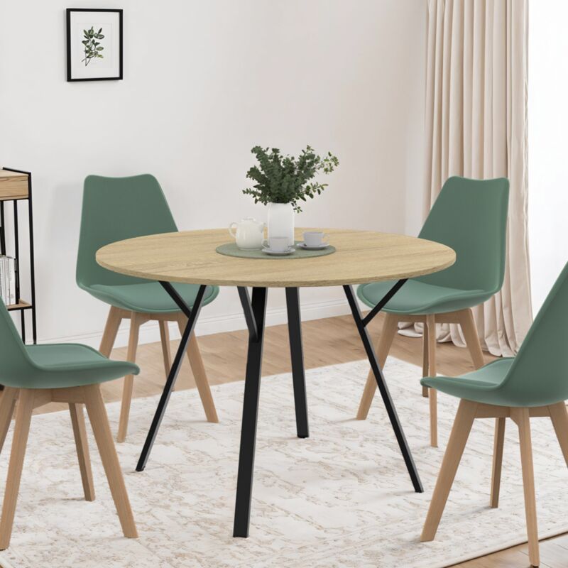 foto del prodotto idmarket mesa de comedor extensible yseult 6 personas madera y negro dise o industrial 110 cm