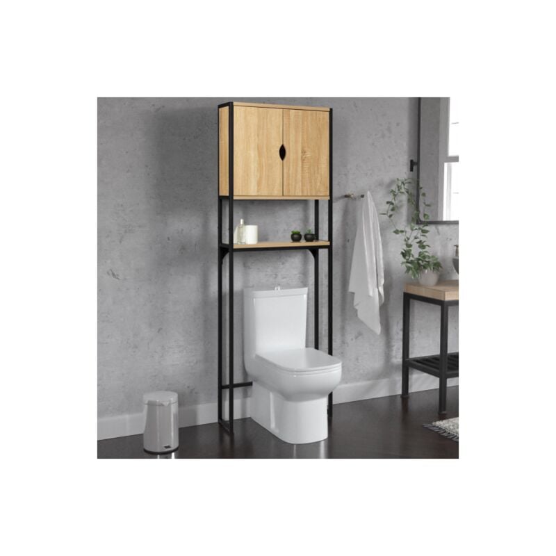foto del prodotto idmarket mobile scaffale sopra wc con armadio detroit design industriale