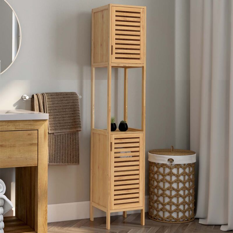foto del prodotto idmarket mobiletto da bagno bea a 2 ante in bamb 