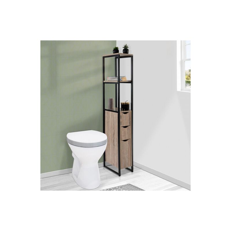 foto del prodotto idmarket mobili per wc a 3 ante con ripiani dal design industriale