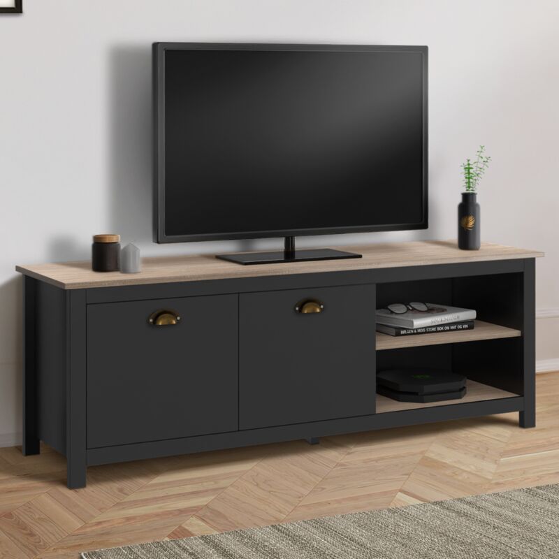 foto del prodotto idmarket mueble tv isis 140 cm madera vintage y negro