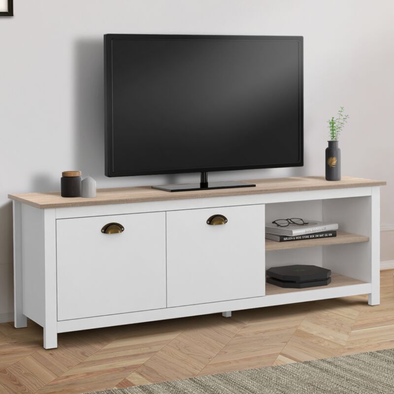 foto del prodotto idmarket mueble tv isis 140 cm vintage madera y blanco