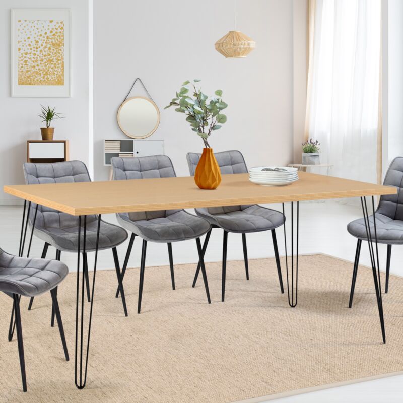 foto del prodotto idmarket noemi tavolo da pranzo rettangolare vintage a 8 posti con gambe a spillo in legno 160 cm