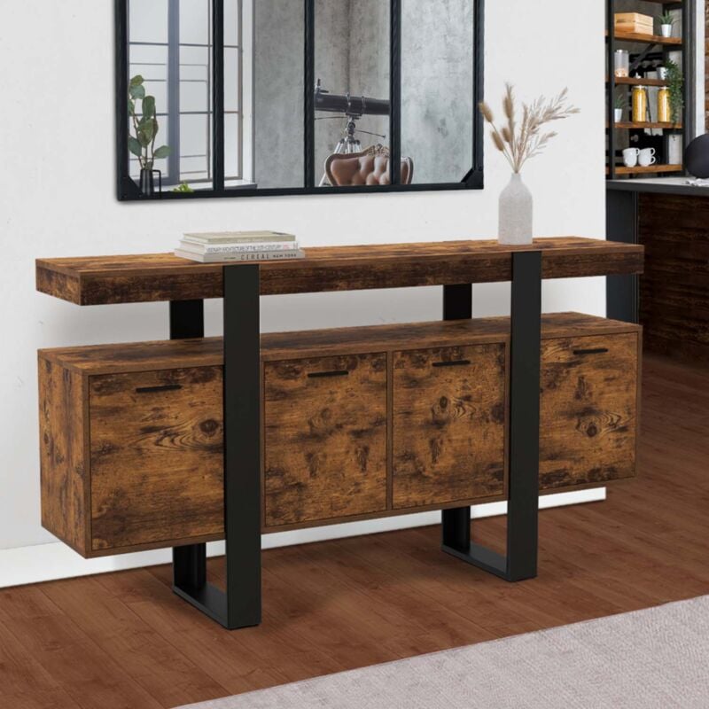 foto del prodotto idmarket phoenix xxl aparador de 4 puertas en madera efecto envejecido y negro 160 cm