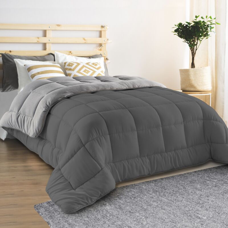 foto del prodotto idmarket piumino 220x240 cm polar biface grigio chiaro e grigio scuro 400 gr zoe