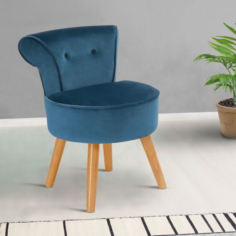 foto del prodotto idmarket poltrona crapaud in velluto blu