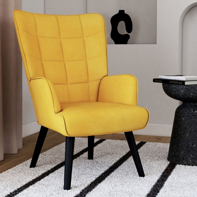 foto del prodotto idmarket poltrona scandinava ania in velluto giallo