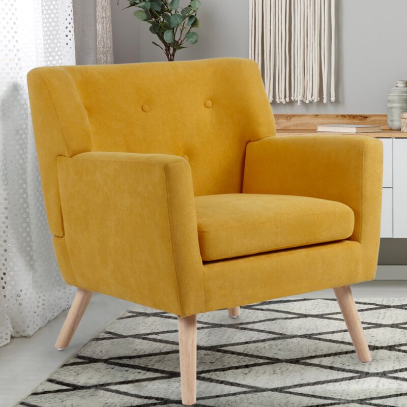 foto del prodotto idmarket poltrona scandinava in tessuto giallo senape liv