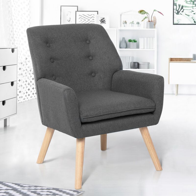 foto del prodotto idmarket poltrona scandinava in tessuto grigio antracite nat