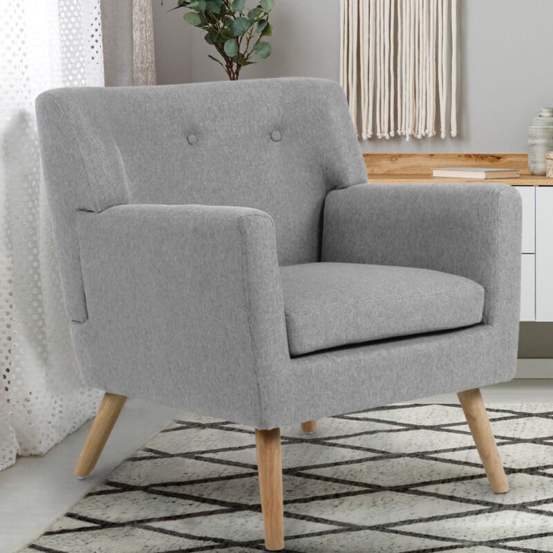 foto del prodotto idmarket poltrona scandinava in tessuto grigio chiazzato liv
