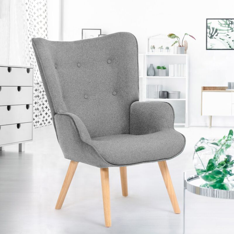foto del prodotto idmarket poltrona scandinava ivar in tessuto grigio chiaro