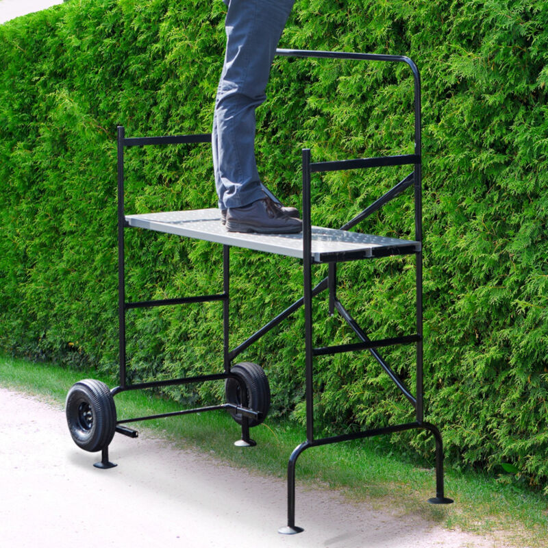 foto del prodotto idmarket ponteggio mobile su ruote l.140xl.78xh.135 cm con 2 piattaforme