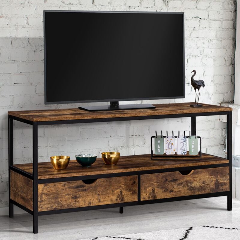 foto del prodotto idmarket porta tv 2 casseti effetto invecchiato con design industriale dayton