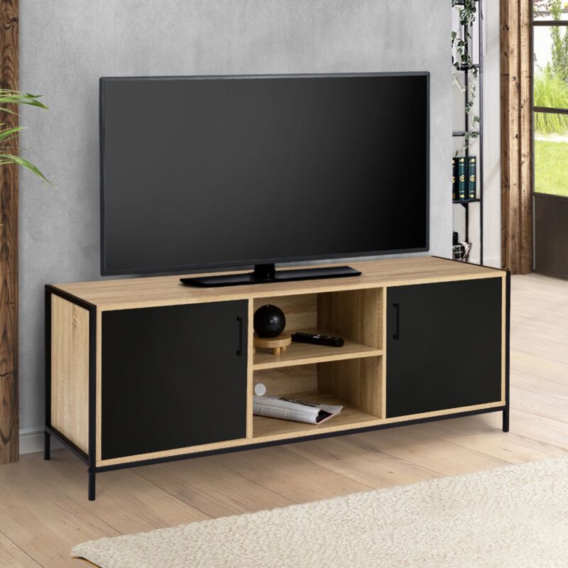 foto del prodotto idmarket porta tv boston 140 cm a 2 ante nero di design industriale