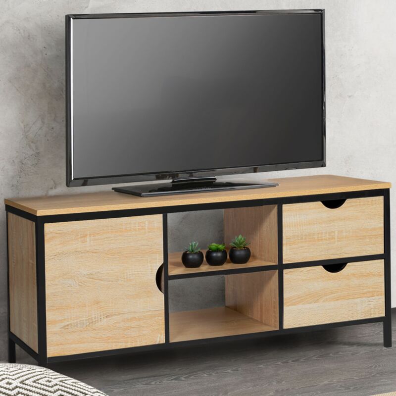 foto del prodotto idmarket porta tv detroit a 2 cassetti con armadio dal design industriale