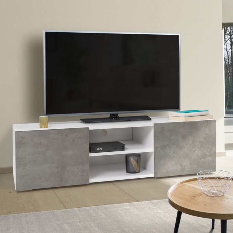 foto del prodotto idmarket porta tv eli bianco con ante effetto cemento