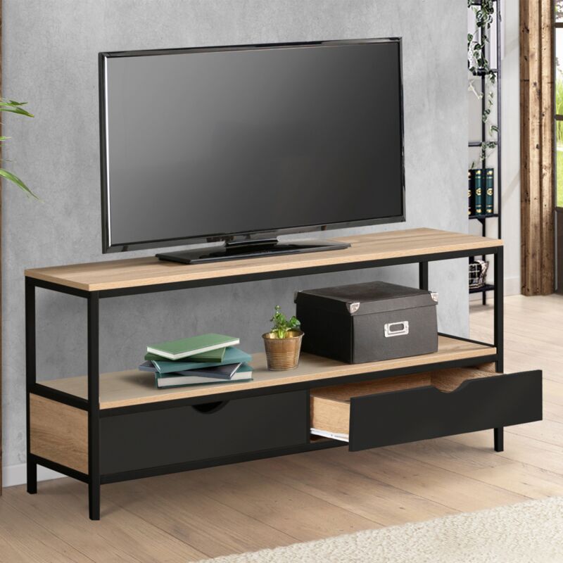 foto del prodotto idmarket porta tv nero a 2 cassetti boston design industriale