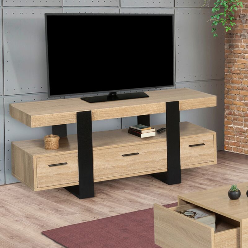 foto del prodotto idmarket porta tv phoenix legno nero con cassetti