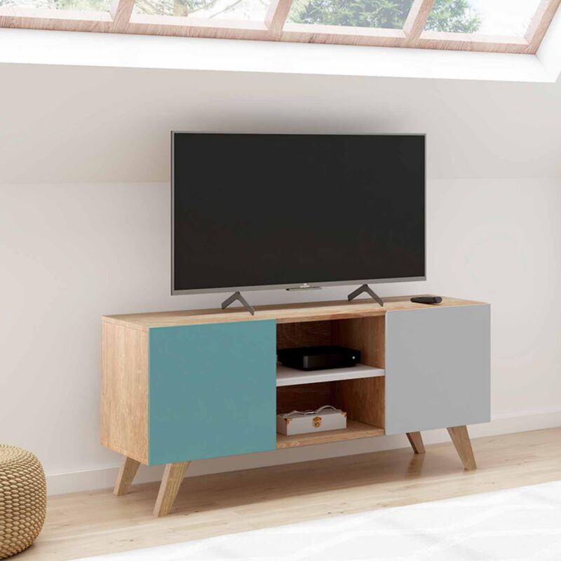 foto del prodotto idmarket porta tv scandinavo alice 113 cm in blu, grigio e bianco