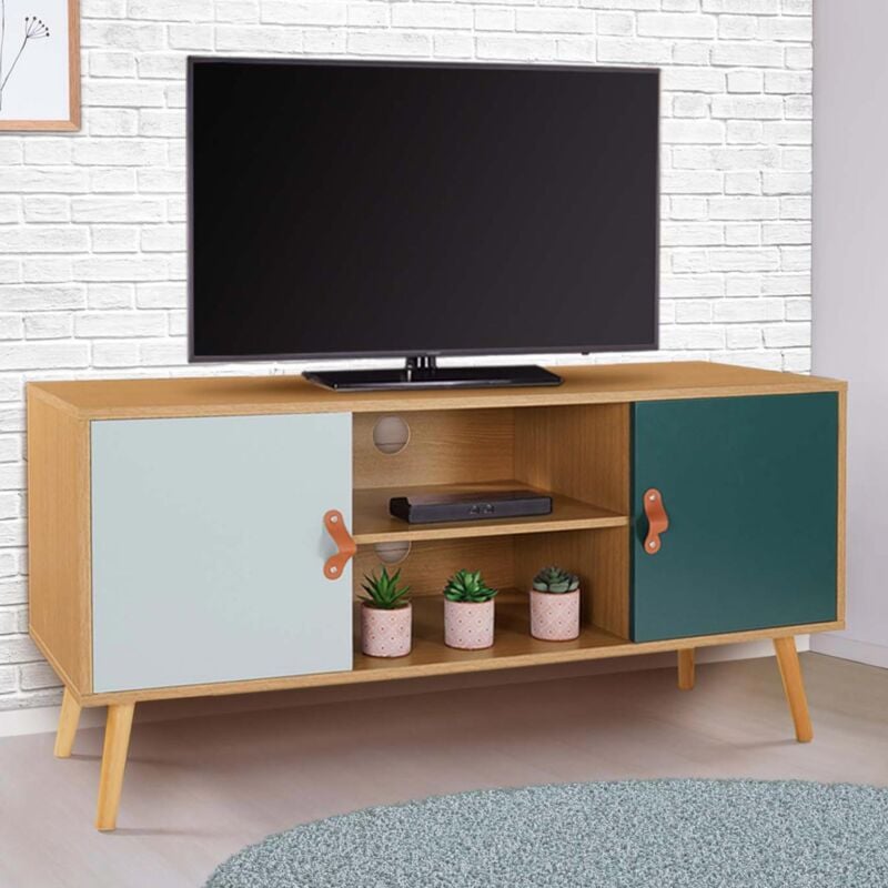 foto del prodotto idmarket porta tv scandinavo alize in legno e verde