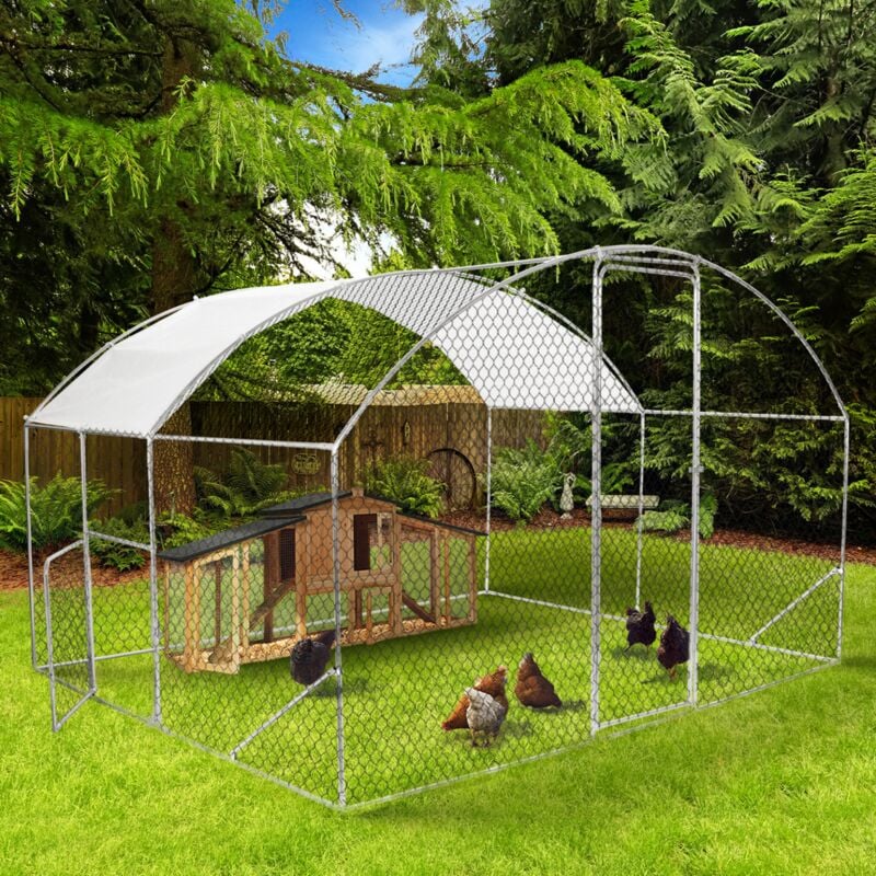 foto del prodotto idmarket recinto per polli a cupola 7,5 m in rete metallica 3x2,5 m con porta laterale
