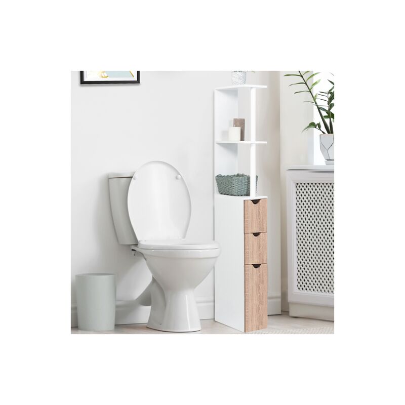 foto del prodotto idmarket scaffalatura per toilette in legno bianco con 3 ante in faggio willy